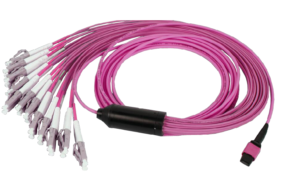 12F MTP Pinned -LC Multimode OM4 Fiber Optic Harness Cable