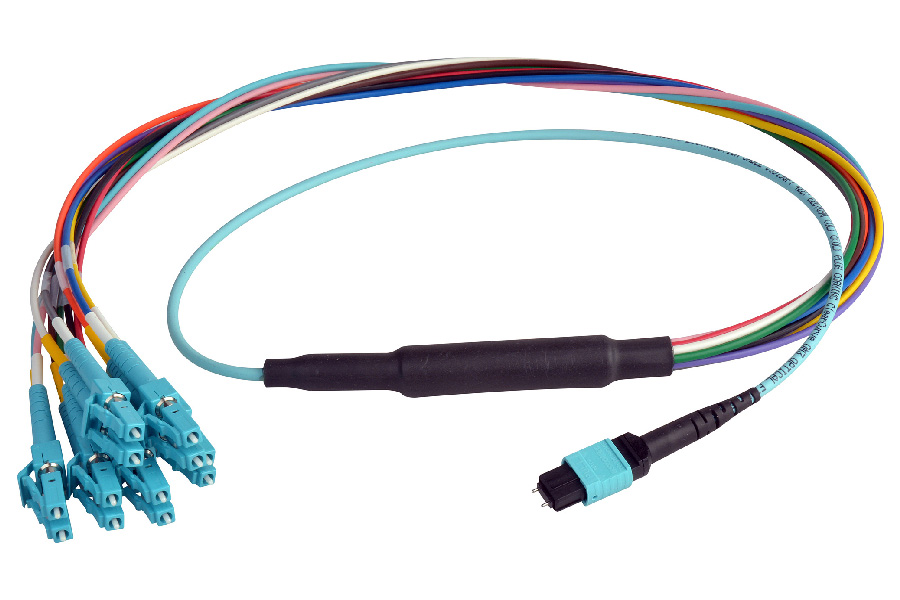 12F MTP Pinned -LC Multimode OM3 Fiber Optic Harness Cable