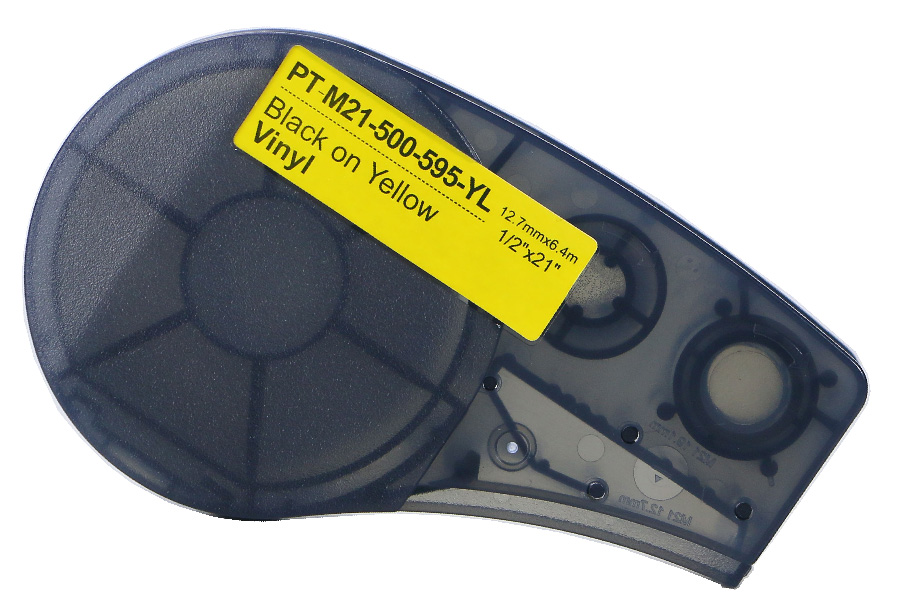 Compatible Brady M21-500-595-YL Black on Yellow Vinyl Label Tape 12.7mm x 6.4m for BMP21 printers