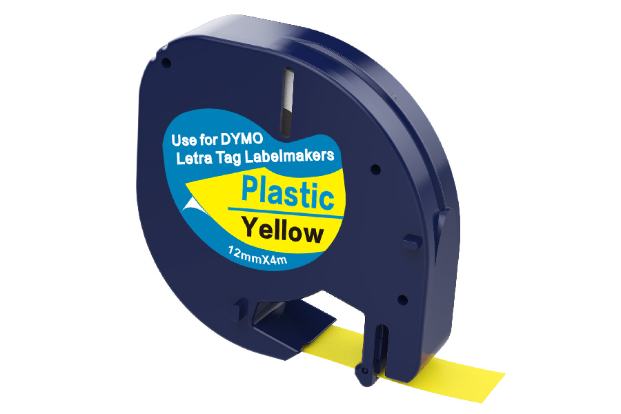 Compatible for DYMO LetraTag Label Maker 91202 Yellow Plastic Tape 12mm x 4m