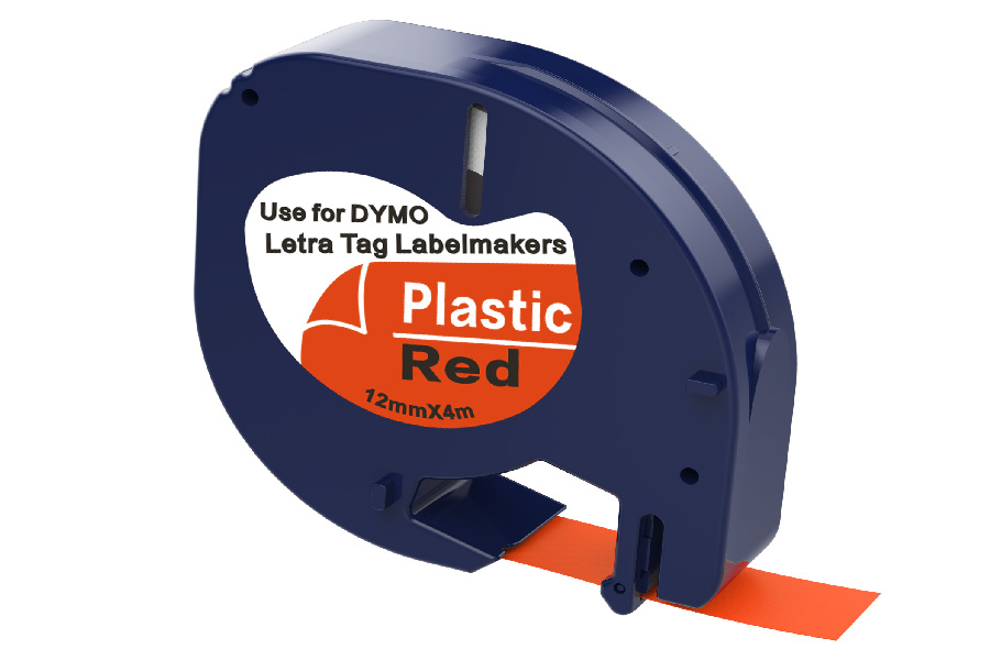 Compatible for DYMO LetraTag Label Maker 91203 Red Plastic Tape 12mm x 4m