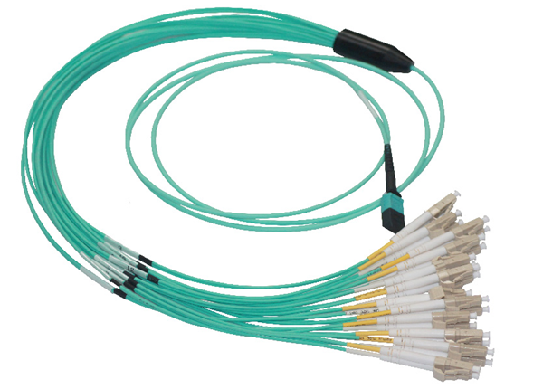 24F MTP Pinned -LC Multimode OM3 Aqua Fiber Optic Harness Cable