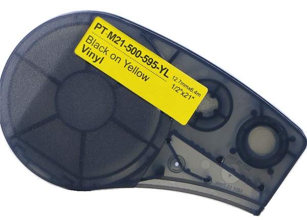 Compatible Brady M21-500-595-YL Black on Yellow Vinyl Label Tape 12.7mm x 6.4m for BMP21 printers